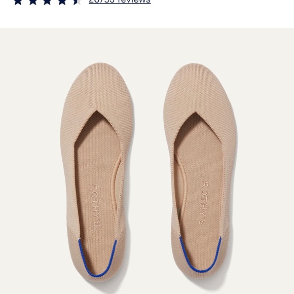 Rothy's Shoes - Rothy's Tan Flats with Blue Accents